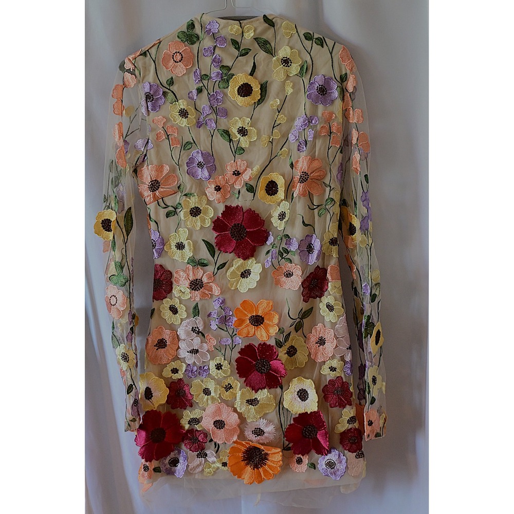 Heidi Floral Embroidered Mesh Mini Dress - Picture 2 of 8